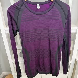 Purple and Black Lululemon Long Sleeve Top Size 10